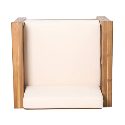 Set of 2 Outdoor Acacia Wood Club Chairs with Cushions