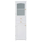 Tall Bathroom Storage Cabinet With Glass Doors, Free-Standing, Two Drawers, And Adjustable Shelves, Board, Painted Perfect For Displaying Your Favorite Items