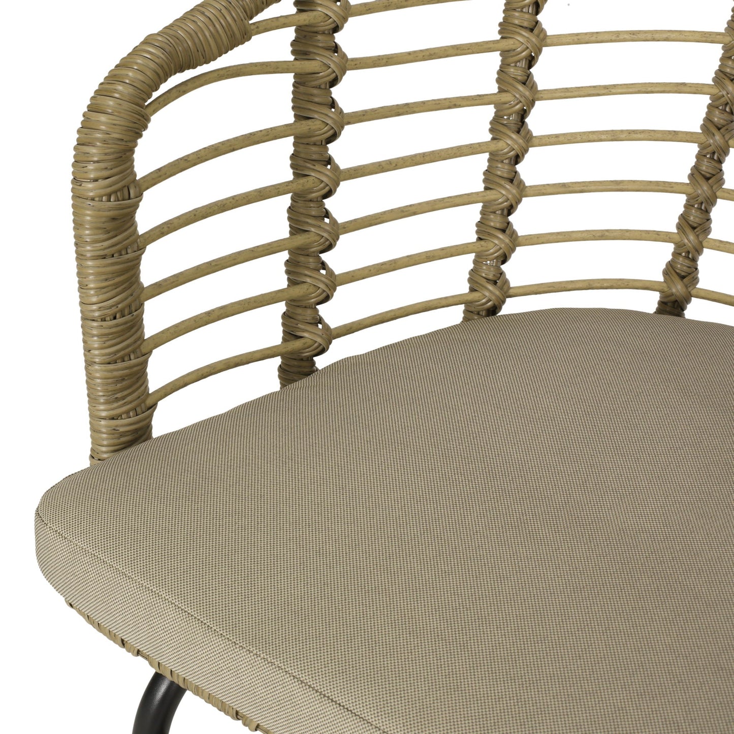 Randy Modern Wicker Chair with Water Resistant Cushions - Brown / Beige