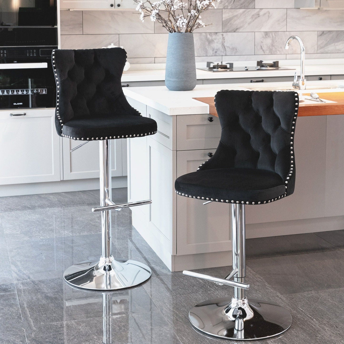 Swivel Adjustable Height Barstools Set of 2