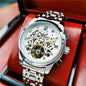 New Mens Large-rotor Skeleton Automatic Mechanical Watch