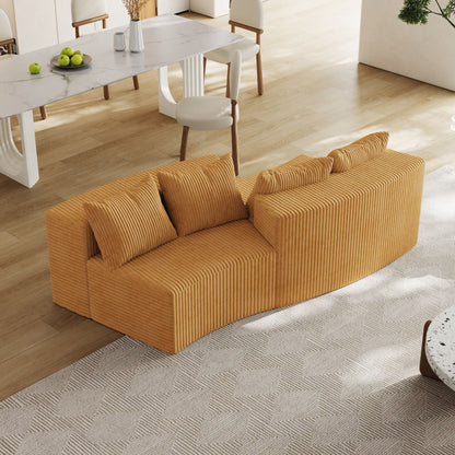 Curved Sectional Sofa With 4 Pillows, Modular Semi Circular Design