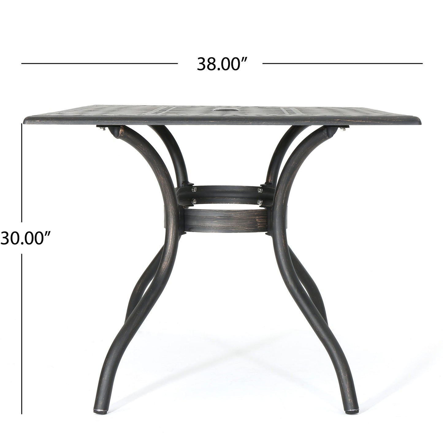 Enchantia Outdoor Rectangular Dining Table with Weave Tabletop and Flared Legs - Copper