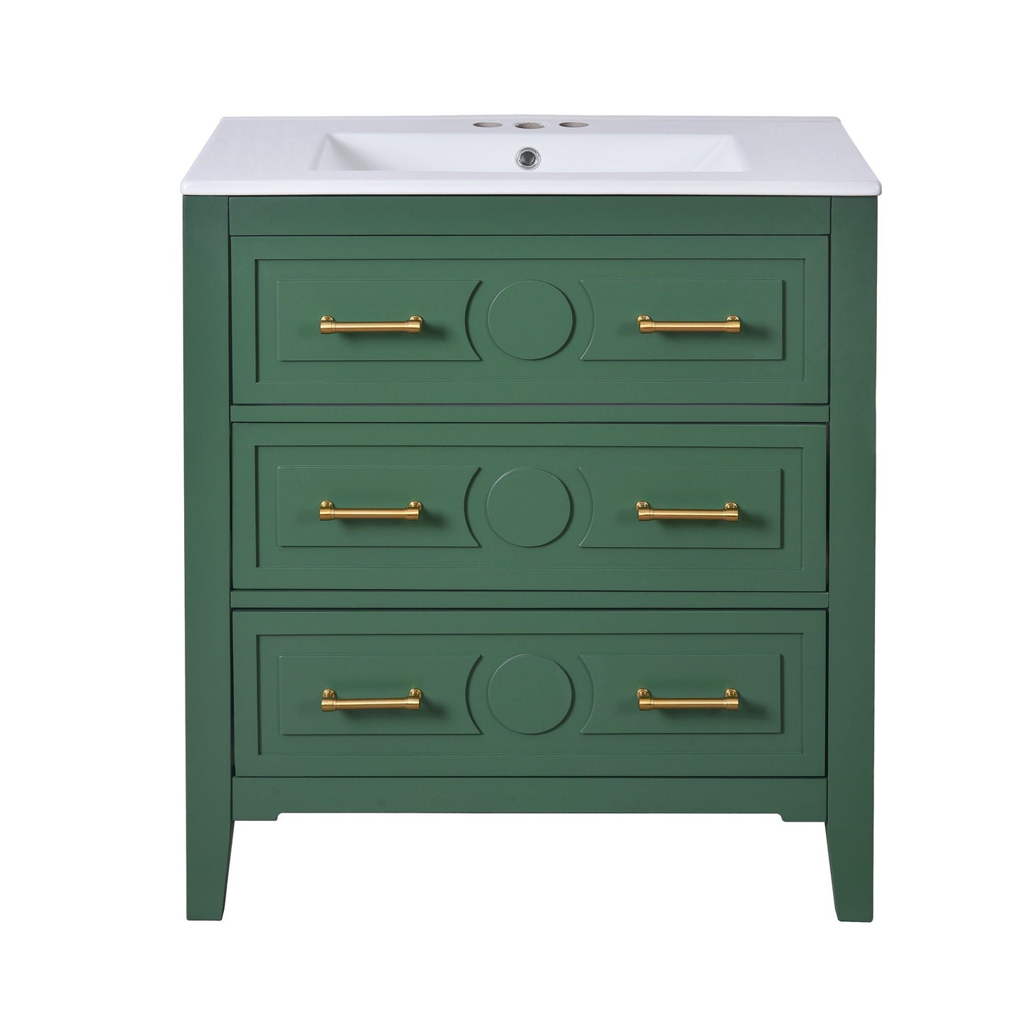 Retro Bathroom Vanity With Sink Combo, Free Standing Single Set With 3 Drawers