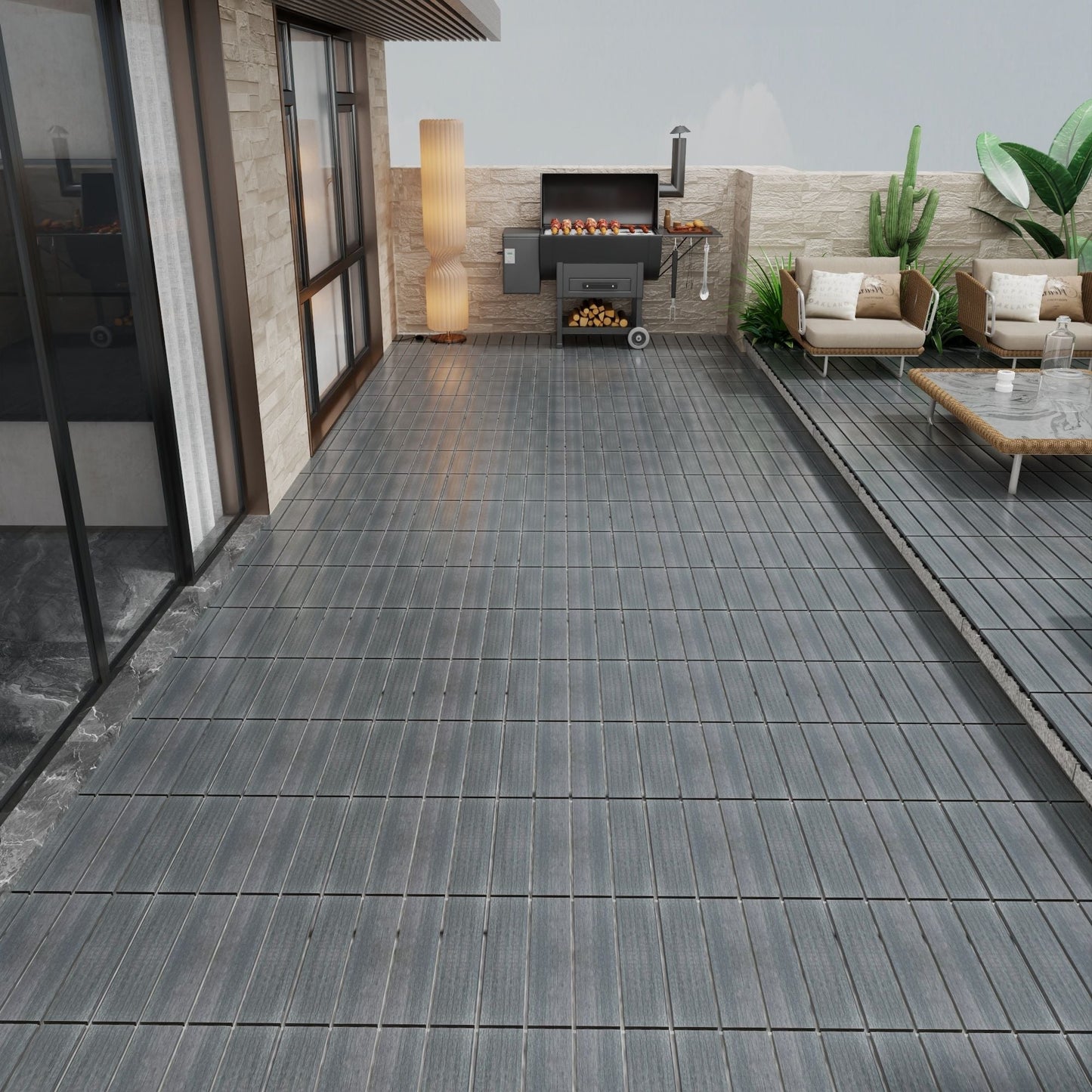 Patio Deck Tiles, Pack Of 22