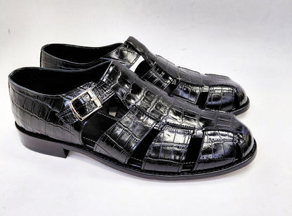 C Collection Crocodile Sandal - Black