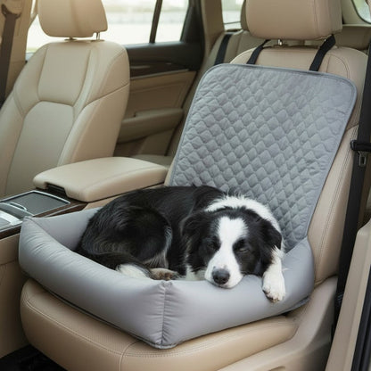 Dog Car Seat For Small Medium Dogs, Pet Front Seat Protector, Black Waterproof & Scratch-Proof Dog Car Seat Cover Booster Sofa, Non-Slip Portable Travel Safety Pet Carrier Bed For Car Truck SUV