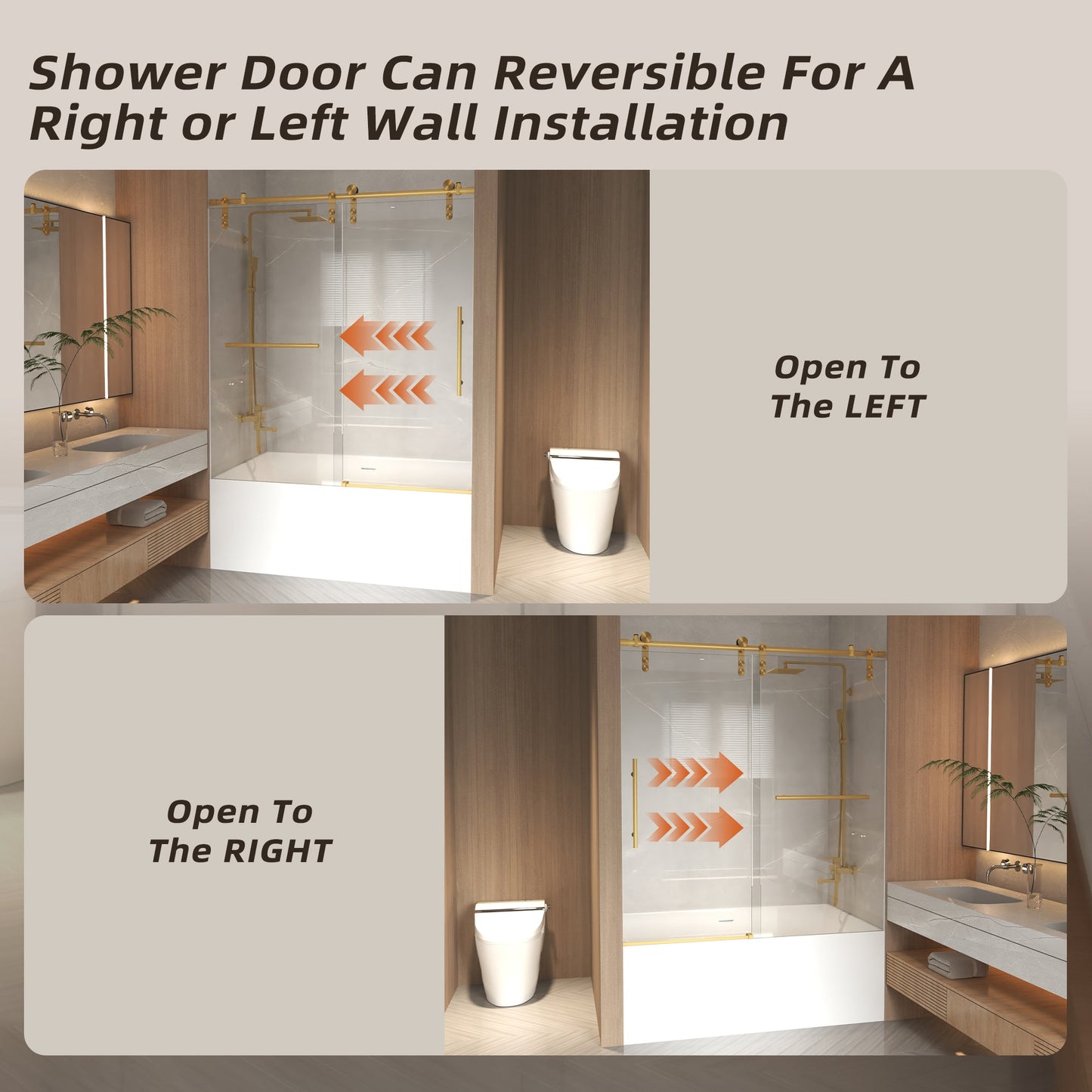 56-60" x 66" Frameless Sliding Bathtub Door