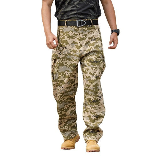 Outdoor Hiking Fleece-Lined Warm Casual Multi-Functional Waterproof And Wear-Resistant Workwear Tactical Pants