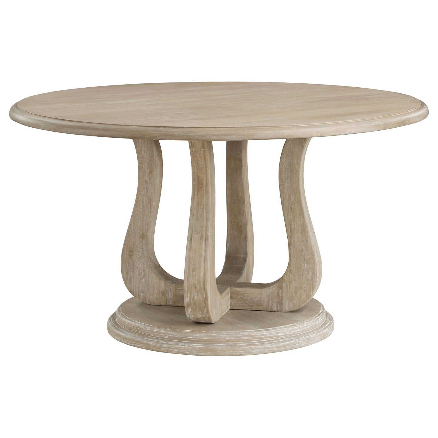 Rodota - 5 Piece Round Dining Table Set With Upholstered Chairs - White Washed