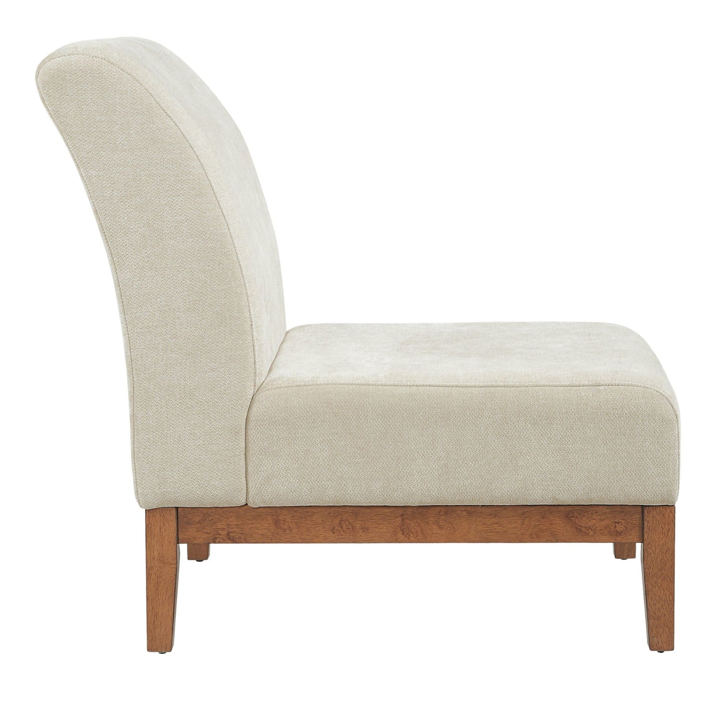 Upholstered Accent Chair - Beige / Walnut