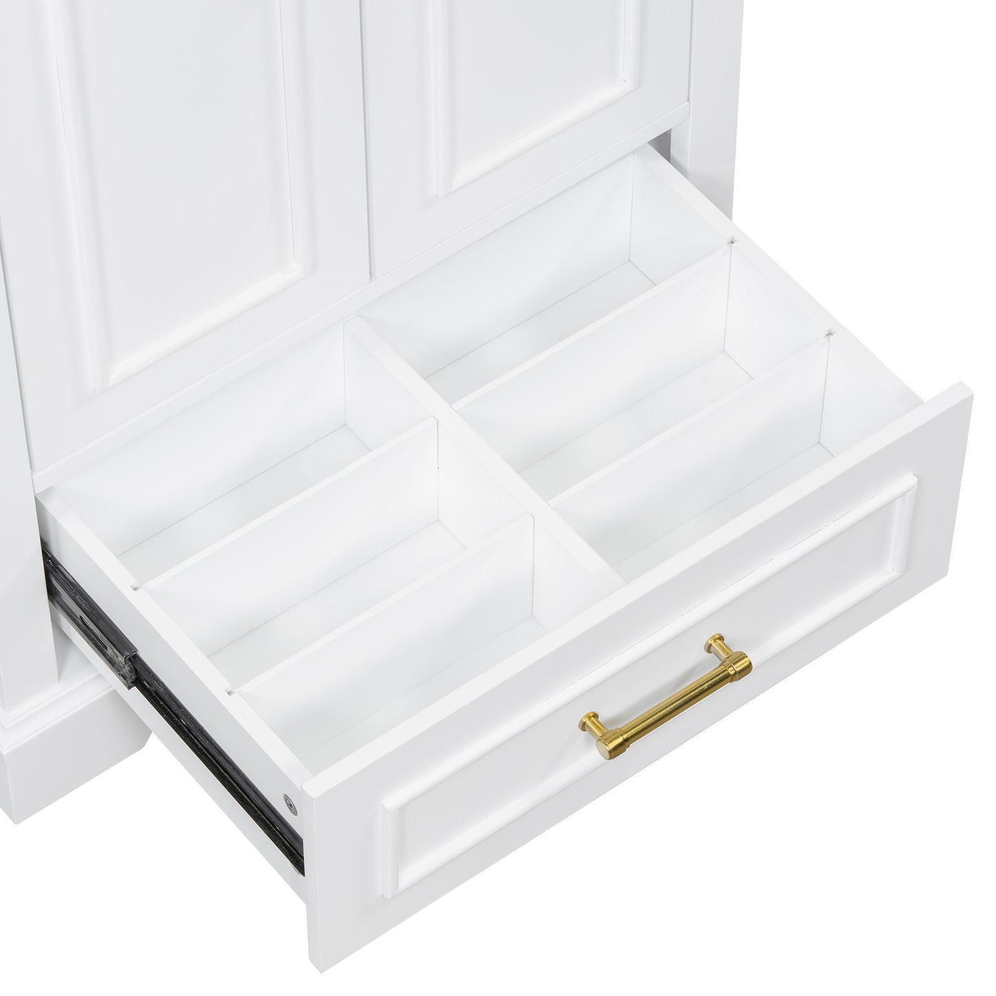 Bathroom Vanity With Sink, 1 Divided Drawer And 2 Soft Close Doors With Double Shelf