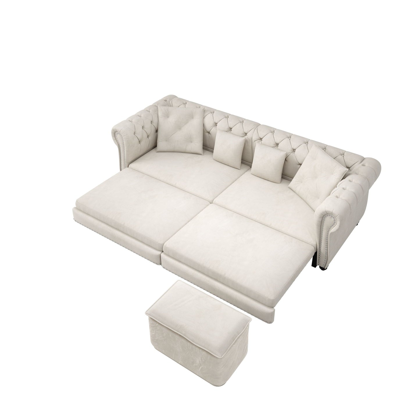 3 In 1 Pull Out Convertible Sleeper Sofa Bed, King Size, Chaise Lounge