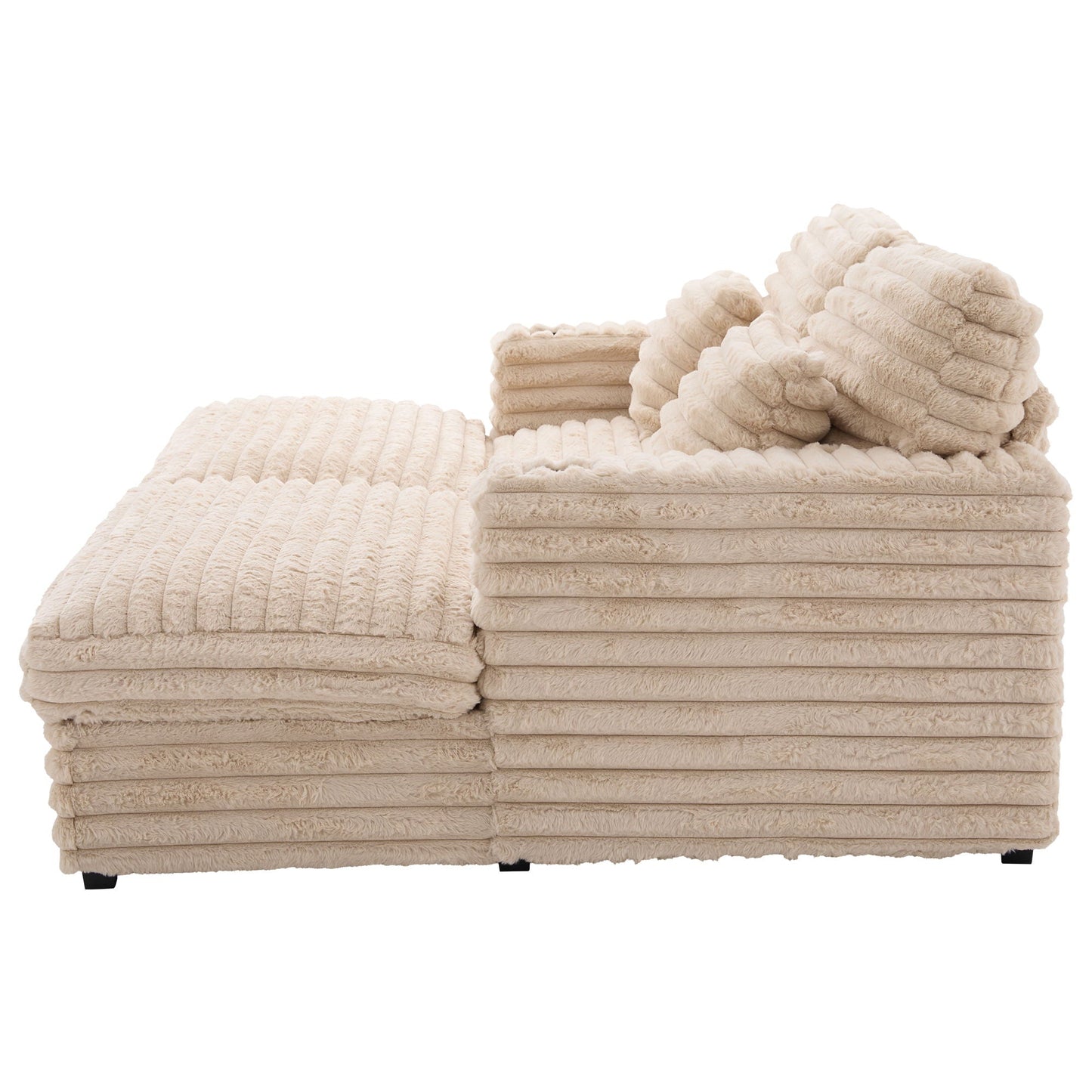 Oversized Double Chaise Lounge Sofa Bed With USB Ports And Cup Holders