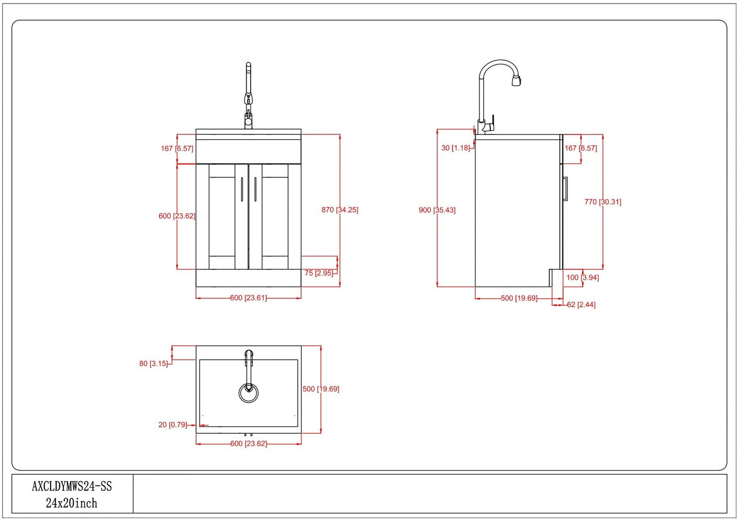 Shaker - Modern Wide, Laundry Cabinet With Faucet And Stainless Steel Sink