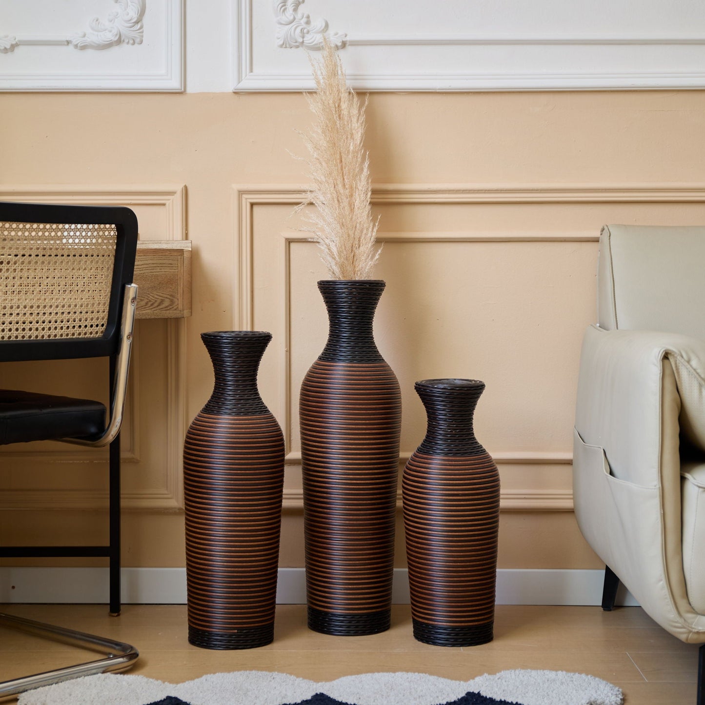 Classic And Neat Floor Vase, High Independent Flower Stand (Set of 3)