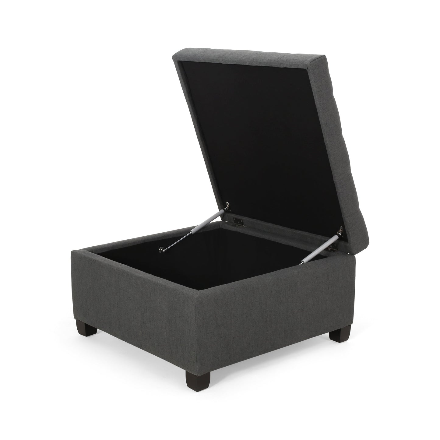 Upholstered Tufted Fabric Storage Ottoman