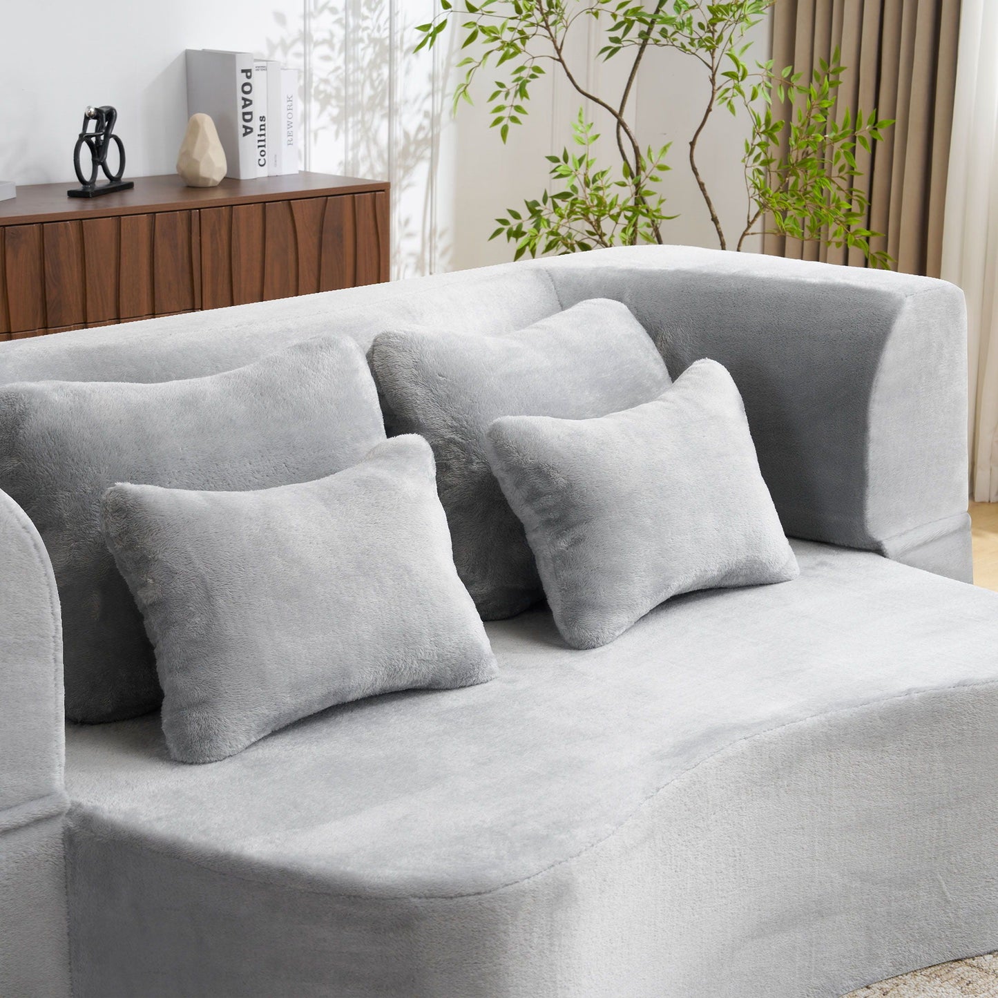 Modern Floor Sofa With 4 Pillows