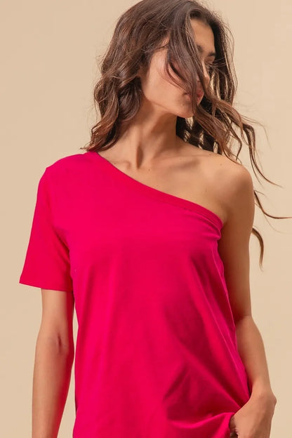 BiBi Cotton Span Knit One Shoulder Top