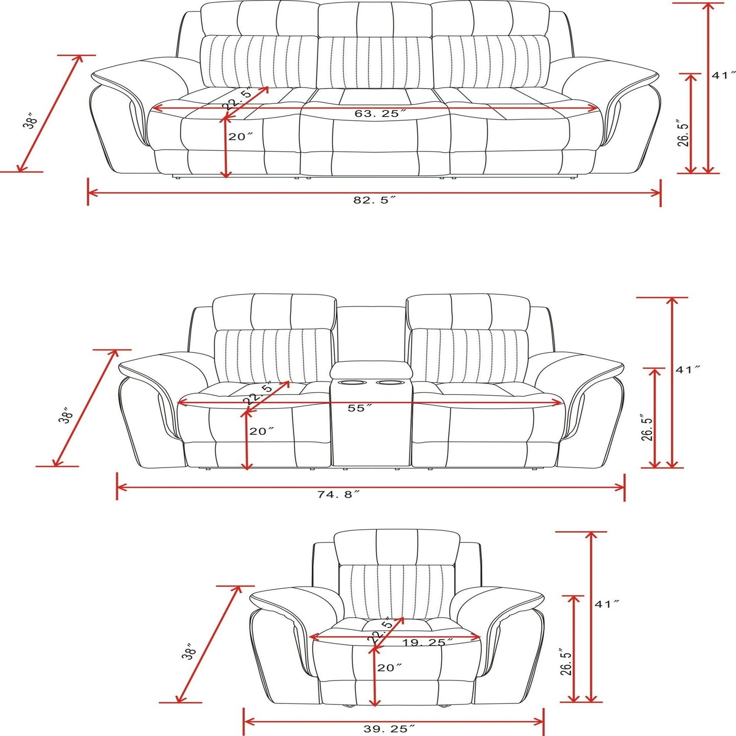 Steban - Console Reclining Loveseat - Gray