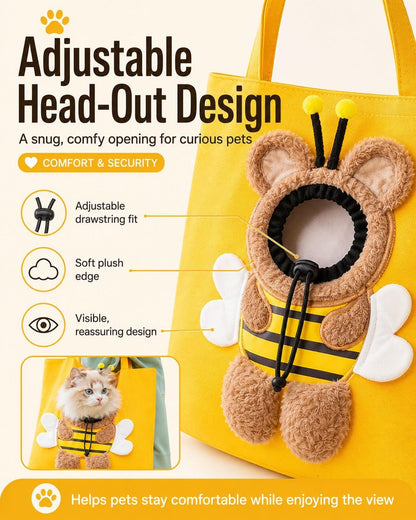 Paw Peek Bag, Breathable Pet Canvas Shoulder Carrier, Cat Dog Tote Colorful Animal Shapes Carrying Bag With Head-Out Design Adjustable Neck Small Dog Cat Carrier For Outdoor Use