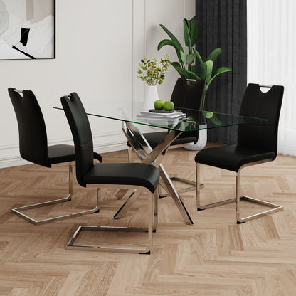 Modern Dining Chairs With Padded Seat And Metal Legs