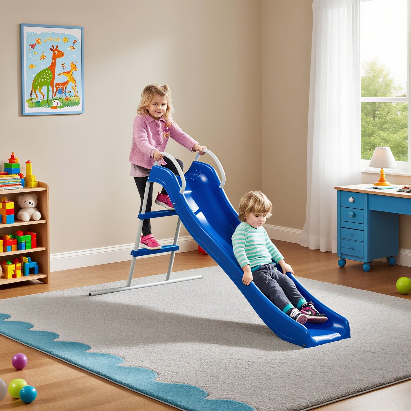 Xsl002 - Slide Indoor Freestanding Playground Equipment - Blue