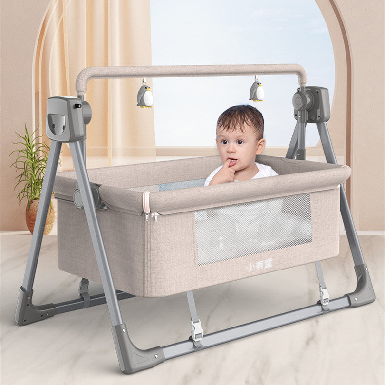 SmartBaby Multi-function Intelligent Electric Cradle – Pink | Bluetooth Music, Remote Control & Automatic Rocking Motion