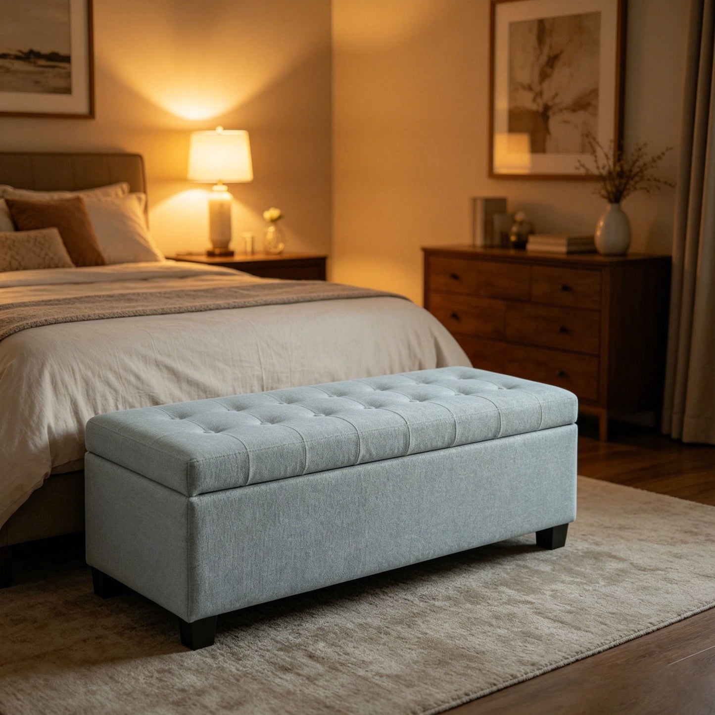 Elegant Tufted Storage Ottoman Bench