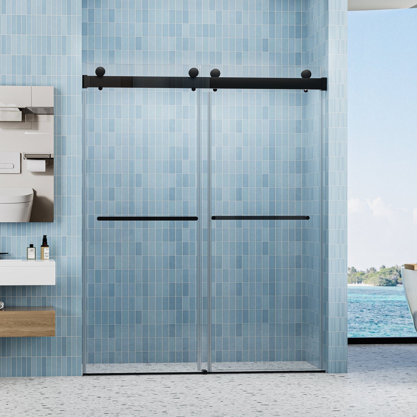 Double Sliding Frameless Soft-Close Shower Door
