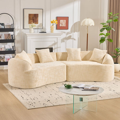 Curved Compressed Sofa, Nordic-Style Design For Living Room