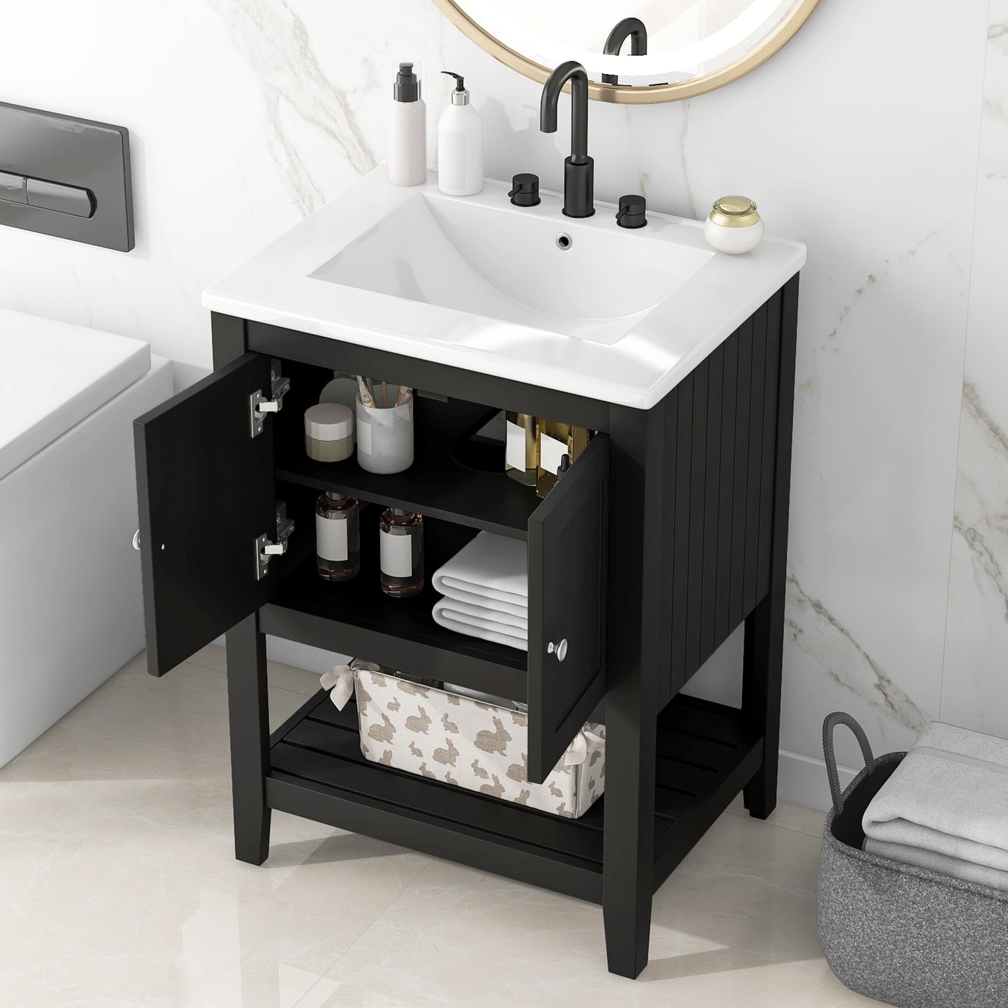 24" Black Bathroom Vanity