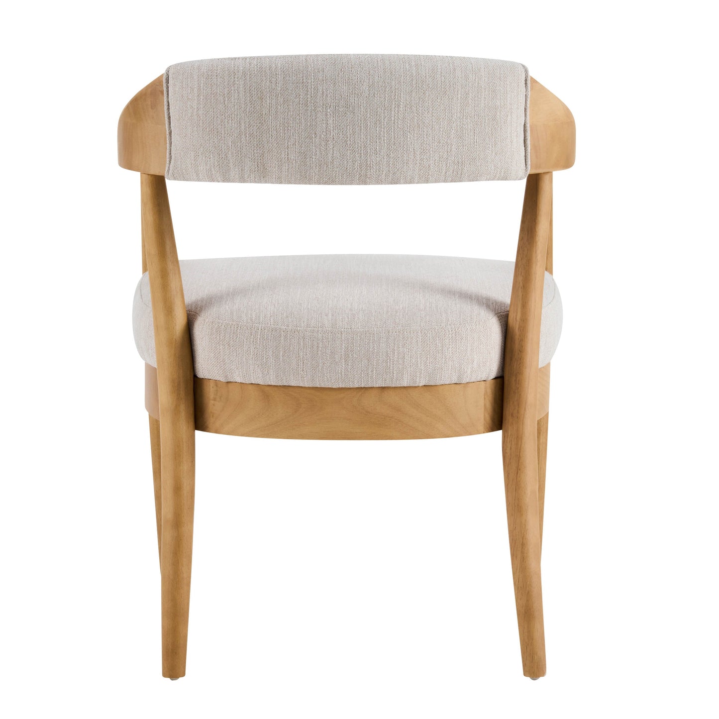 Wood Frame Upholstered Dining Chairs with Armrests (Set of 2) - Beige + Natural