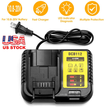 Rapid Charger Replacement Fit for Dewalt 10.8-20V Battery DCB107 DCB101 DCB200 DCB205