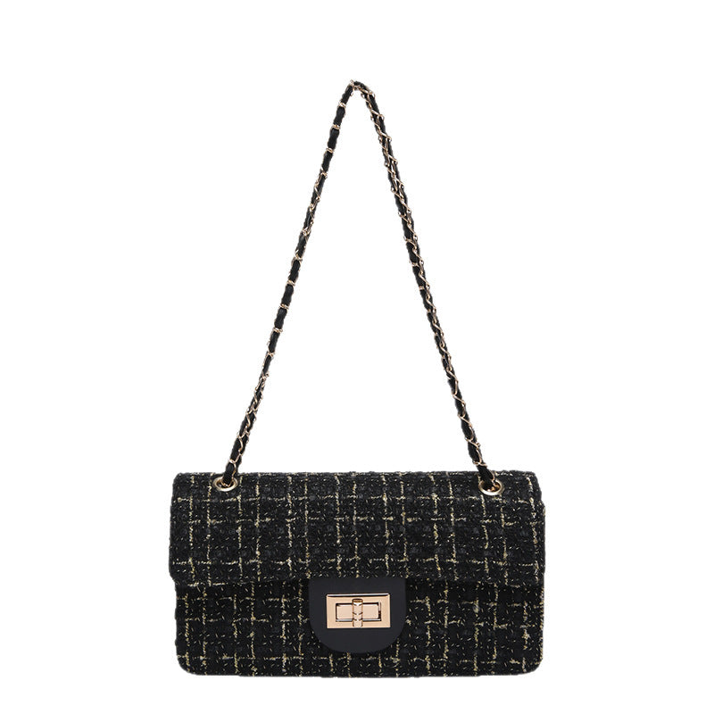 Womens Checkerboard-pattern Shoulder Bag With A Chain Strap