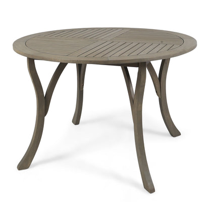 Outdoor Acacia Wood Round Dining Table with Curved Legs