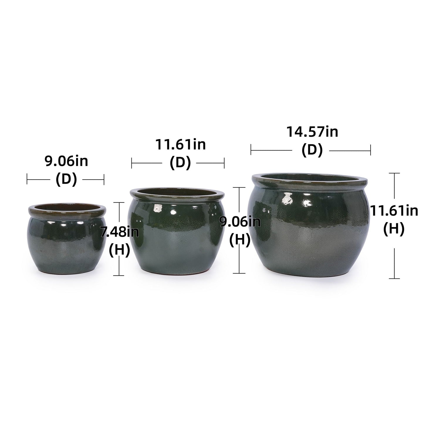 3 Pieces Ceramic Flowerpot Planter for Patio, Garden or Windowsills