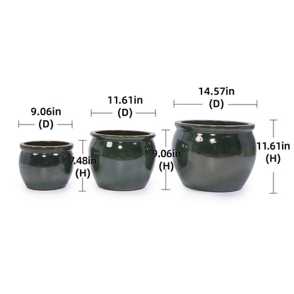 3 Pieces Ceramic Flowerpot Planter for Patio, Garden or Windowsills