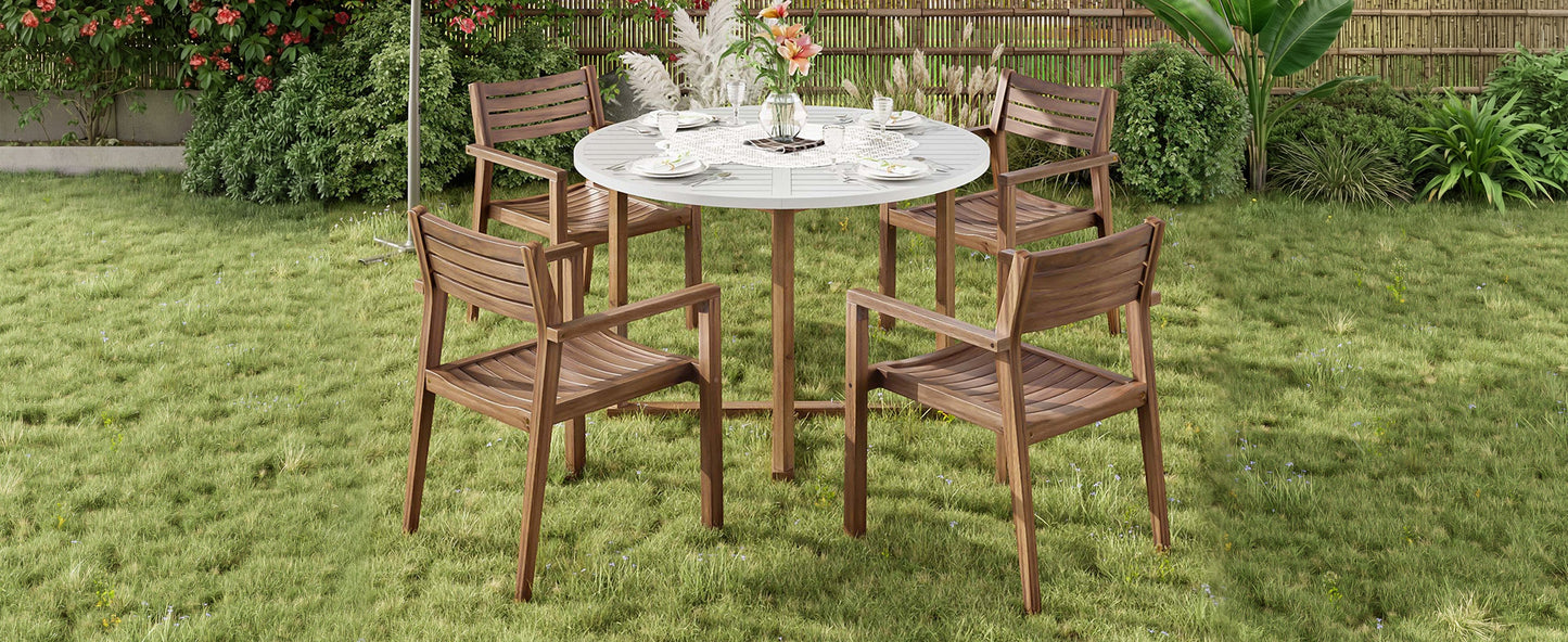 U_STYLE 5-Piece Outdoor Dining Set with Acacia Wood Chairs