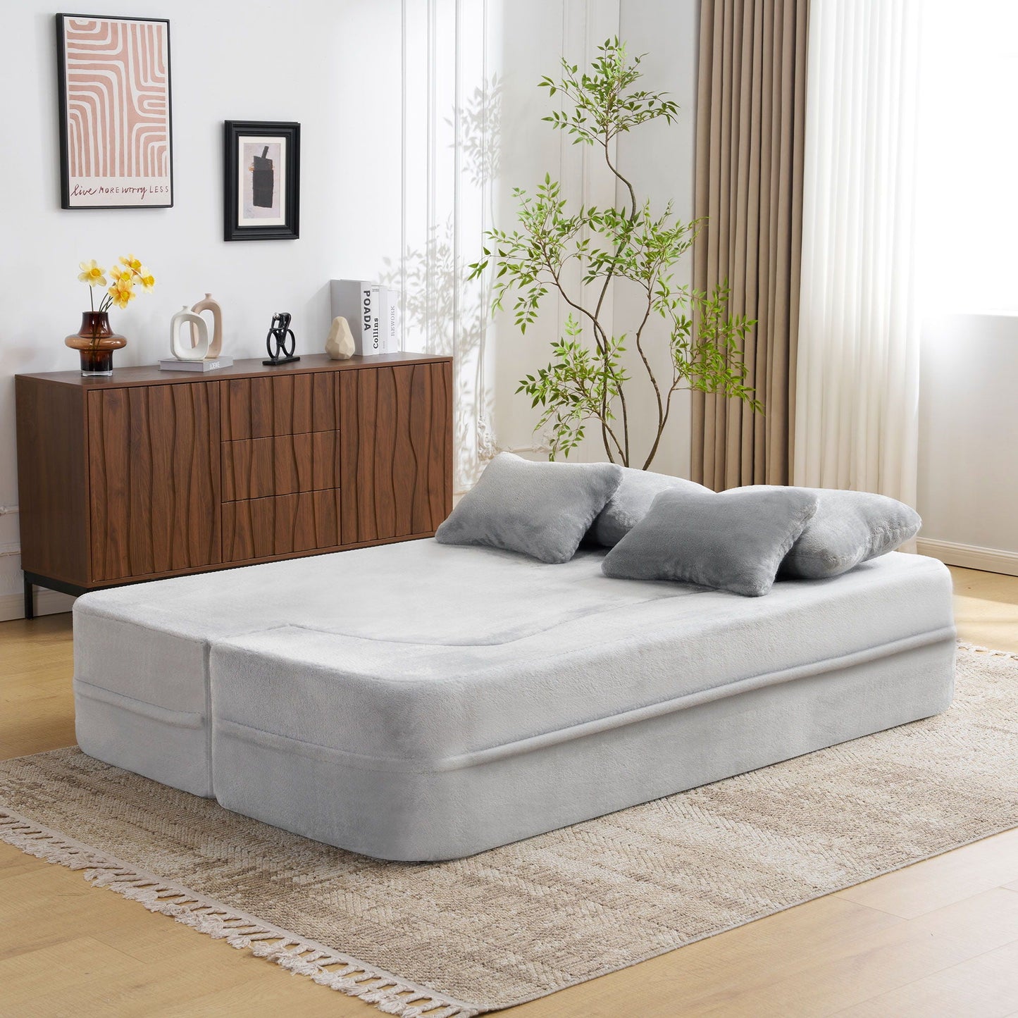 Modern Floor Sofa With 4 Pillows
