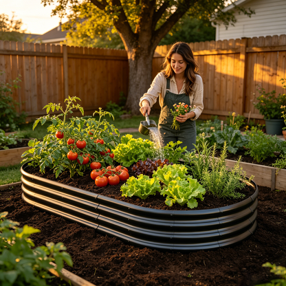 Galvanized Raised Garden Bed with Rust-Proof Design - Black or Green