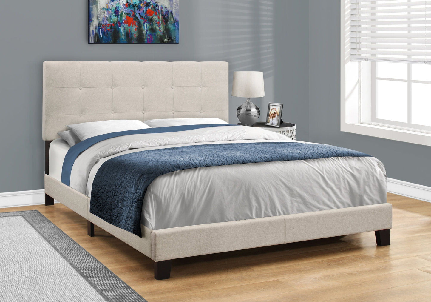 Transitional Upholstered Bed Frame