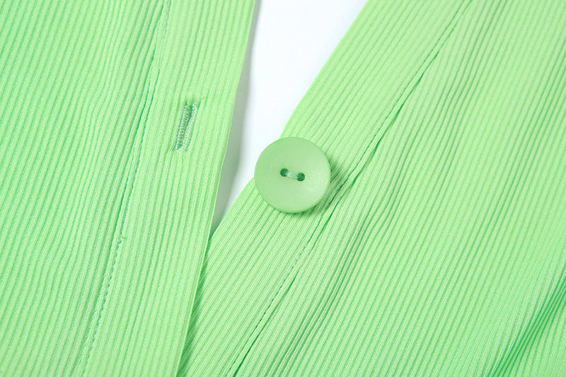 New Mint green Single Breasted open Back Slim Fit Dress for women