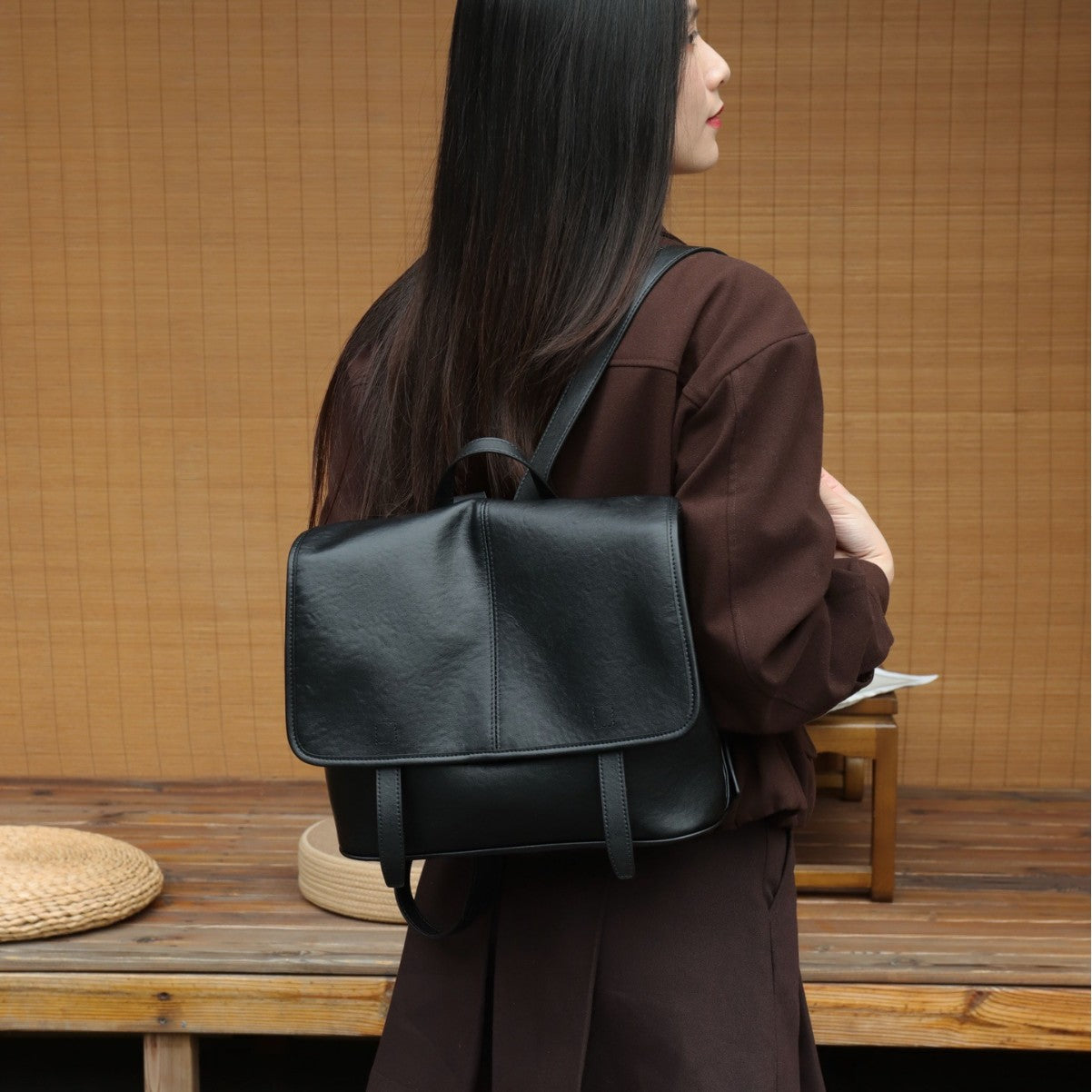 Cross-border Top-grain Vegetable-tanned Leather Backpack For Women, Large Capacity, Vintage Versatile Travel Bag, Genuine Leather Messenger Bag