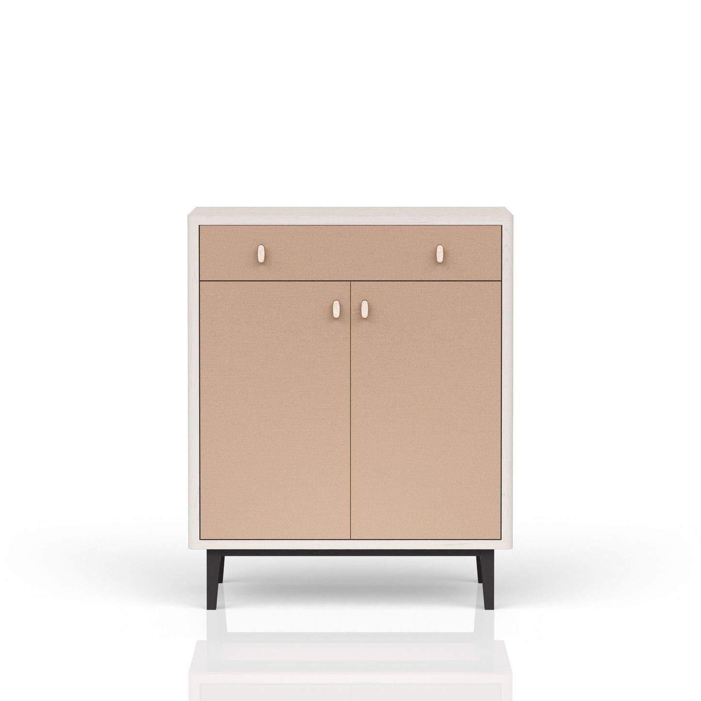 Bar Cabinet With Large Storage - White / Pecan