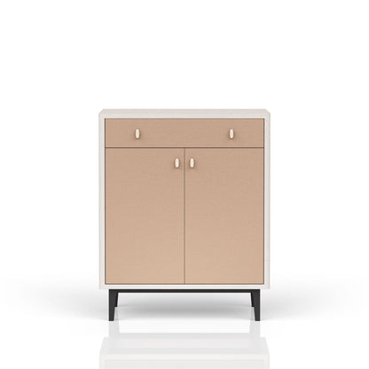 Bar Cabinet With Large Storage - White / Pecan