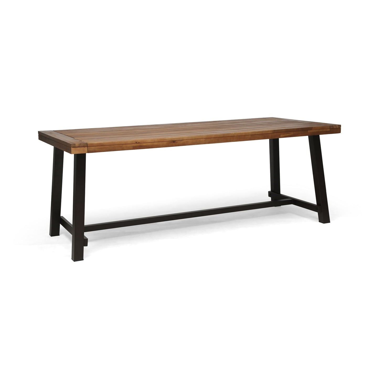 Equilibrium Outdoor Dining Table with Wooden Frame and Slat Top
