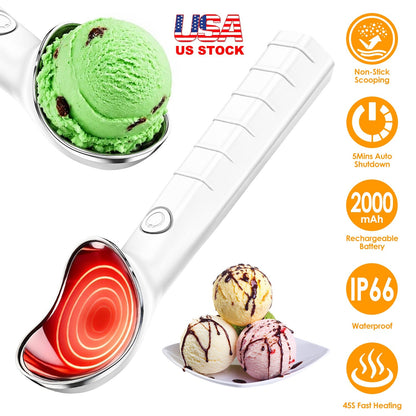 Heated Ice Cream Scoop - Rechargeable Electric with Fast Heating
