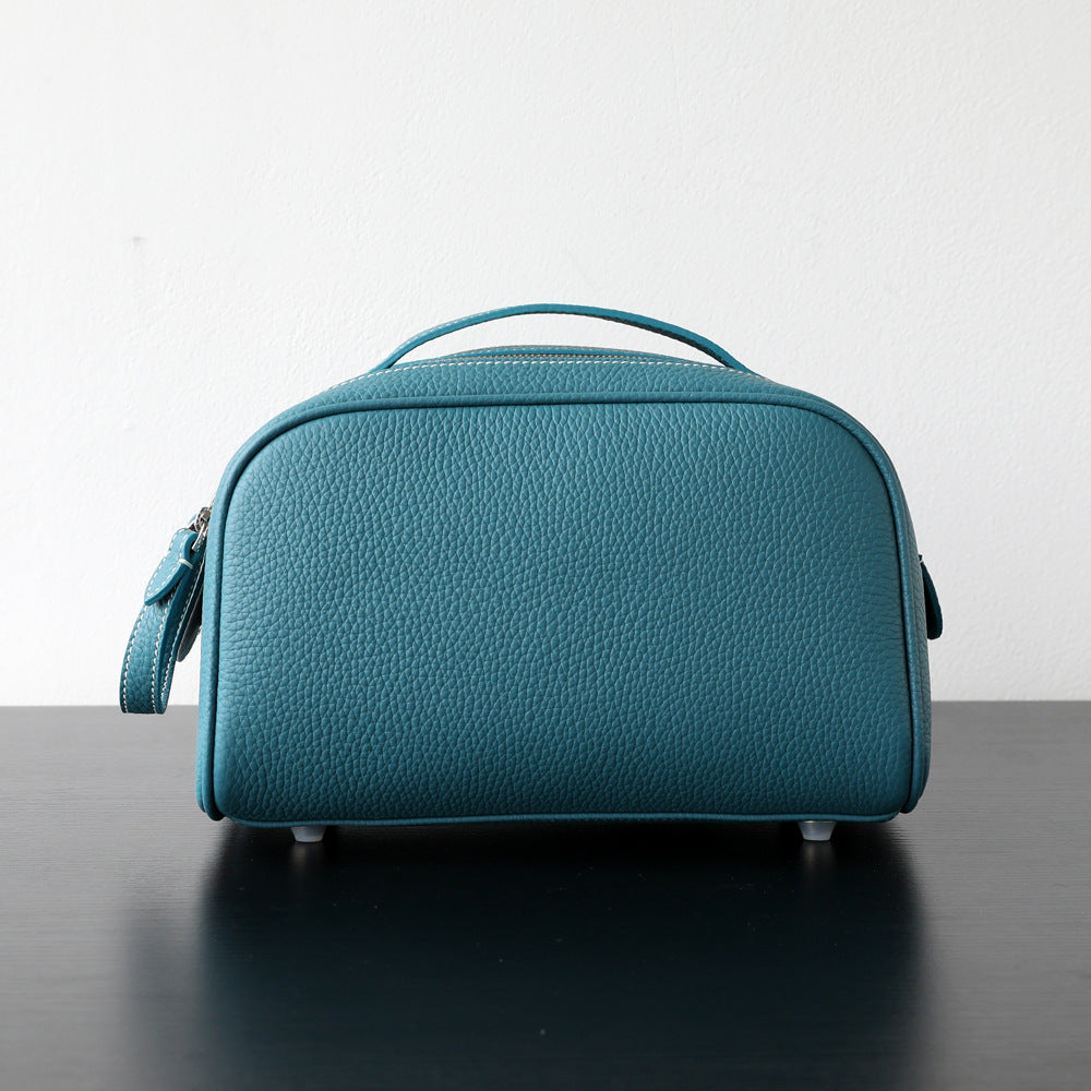 New Arrival Genuine Leather Portable Travel Toiletry Bag, Womens Cosmetic Case