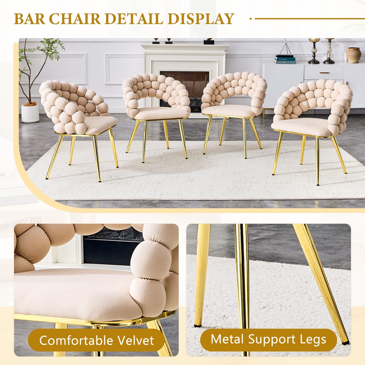 Puffy Bubble, Ball Chain Chairs For Dining Room (Set of 2)